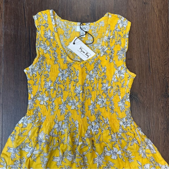 🆕 Myra Bag Elegant Dress in Yellow & Black with Intricate Embroidery SZ SM - Picture 2 of 4